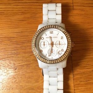 Michael Kors White Watch with Rhinestones